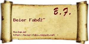 Beier Fabó névjegykártya